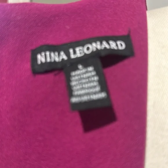 NWT Nina Leonard Sz Large Fuschia Crepe (?) Sheath Shift Dress - Picture 7 of 7